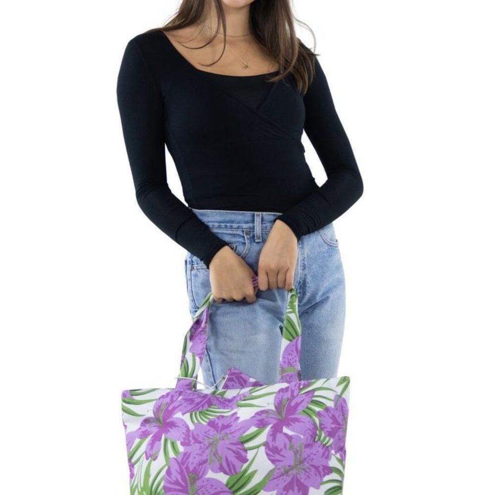 THREE PIECE SET - COLORFUL MATCHING TOTE BAG, HAT AND WALLET IN CANVAS MATERIAL - Picture 4 of 5